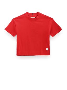 Tommy Hilfiger - Girls Solid Relaxed-Fit Cotton T-Shirt Red