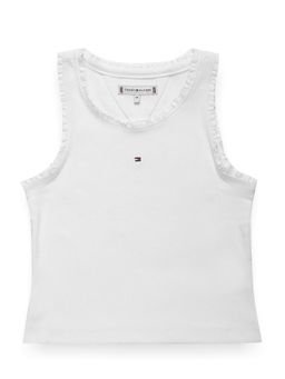 Tommy Hilfiger - Girls Solid Slim-Fit Cotton T-Shirt White