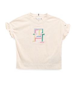Tommy Hilfiger - Girls Logo Relaxed-Fit Cotton T-Shirt Beige