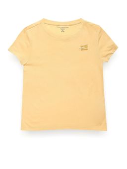 Tommy Hilfiger - Girls Solid Regular-Fit Cotton T-Shirt Yellow