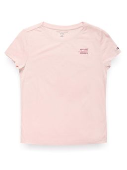 Tommy Hilfiger - Girls Solid Regular-Fit Cotton T-Shirt Pink