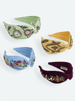 Deebaco - Red,Blue,Orange And Green Headband Combo Of Four