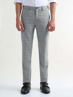 Arrow Newyork - Men Grey Polyester Checks Trouser