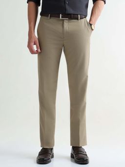 Arrow - Men Beige Polyester Self Design Trouser