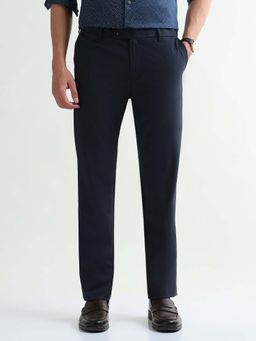 Arrow - Men Blue Polyester Self Design Trouser