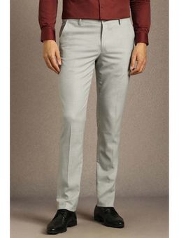 Louis Philippe - Men Grey Polyester Blend Textured Trouser