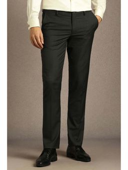 Louis Philippe - Men Black Polyester Blend Textured Trouser