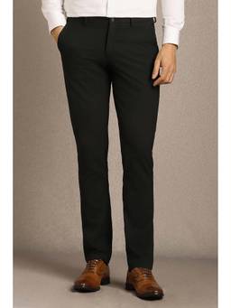 Louis Philippe - Men Black Polyester Blend Solid Trouser