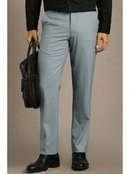 Louis Philippe - Men Blue Polyester Blend Textured Trouser