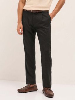 The Bear House - Men Black Polyester Blend Solid Trouser