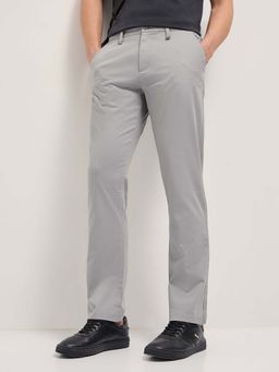 The Bear House - Men Grey Cotton Solid Trouser
