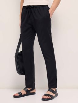 The Bear House - Men Black Wool Solid Trouser