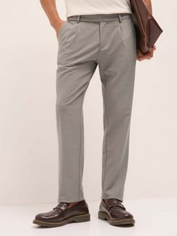 The Bear House - Men Grey Polyester Blend Checks Trouser