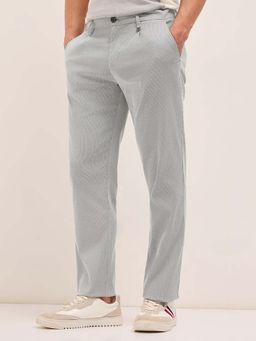 The Bear House - Men Black Polyester Blend Stripes Trouser