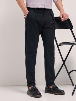 The Bear House - Men Black Polyester Blend Checks Trouser
