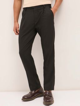 The Bear House - Men Brown Polyester Blend Textured Trouser