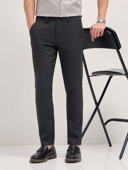 The Bear House - Men Grey Polyester Blend Checks Trouser