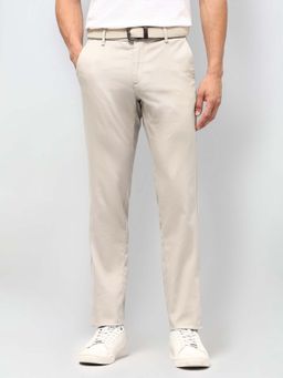 U.S. POLO ASSN. - Men Beige Cotton Textured Trouser