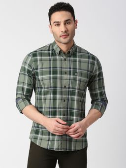 Dragon Hill - Full Sleeves Forest Green Premium Cotton Fine Twill Checks Shirt