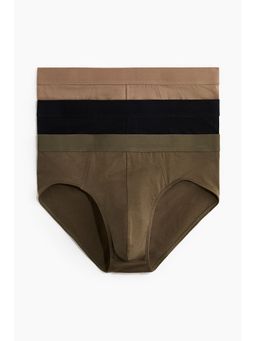 H&M - Men Beige 3-Pack Briefs With Lycra®