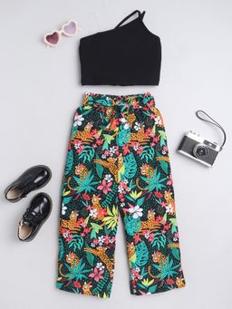 Taffy - Sleeveless Asymmetric Neck Co-ord with Belt - Black (Set of 3)