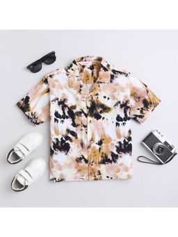 Taffy - Abstract Printed Half Sleeves Oversized Shirt - Multi-Color