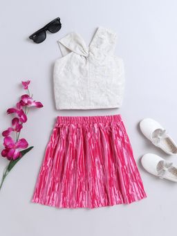 Taffy - Halter Neck Party Crop Top & Skirt - White (Set of 2)