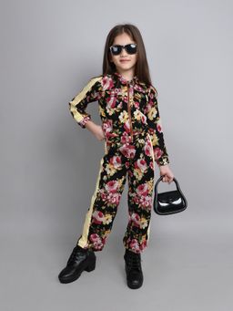 Taffy - Floral Printed Tape Detail Full Sleeves Co-ord - Black (Set of 2)