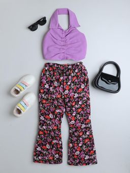 Taffy - Solid Sleeveless Co-ord - Purple (Set of 2)