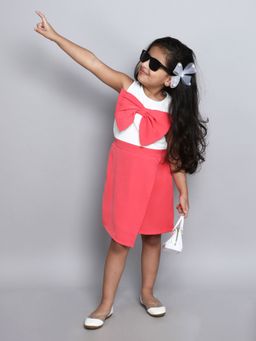 Taffy - Color Block Bow Detail Sleeveless Dress - White