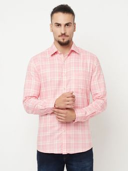 CRIMSOUNE CLUB - Men Pink Checks Casual Shirt
