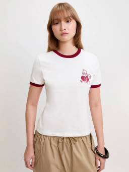 Pomelo - Graphic Ringer Tee - Cream