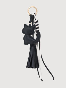 Pomelo - Cat Charm with Braided Tassel Keyring - Black