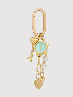 Pomelo - Star and Heart Charm Key Keyring - Gold