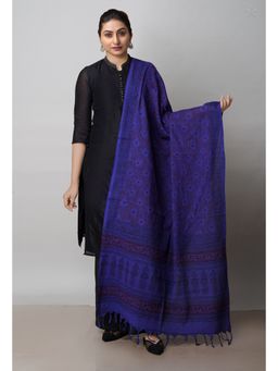 Unnati Silks - Navy Blue Art Chanderi Bagh Printed Cotton Dupatta