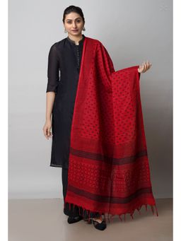 Unnati Silks - Red Art Chanderi Bagh Printed Cotton Dupatta
