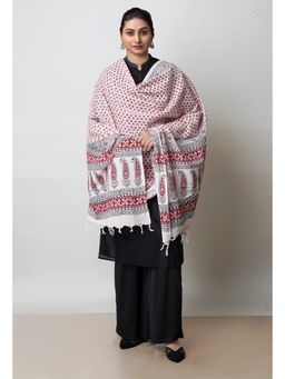 Unnati Silks - Off White Art Chanderi Bagh Printed Cotton Dupatta