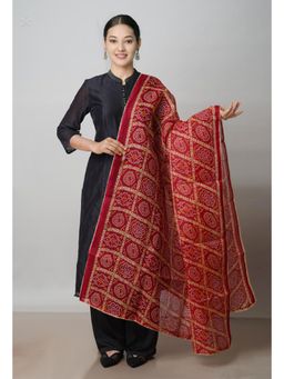 Unnati Silks - Maroon Gota Patti Bandhani Kota Dupatta