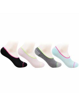 Bonjour - Womens Multicoloured Cotton Loafer Socks- Pack of 4