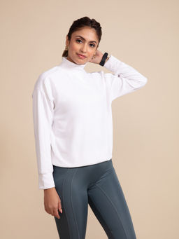 Nykd by Nykaa - Nykd All Day Casual Chic High Neck Sweatshirt - NYAT157 Optic White