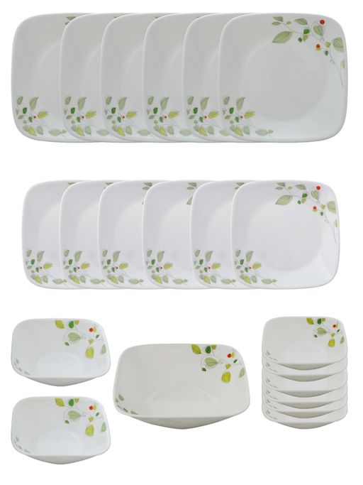 Buy Corelle Asia Sq Round Collection 21 Pc Dinner Set Green