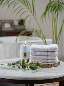 Maspar - White Cotton Solid Face Towels (Pack Of 4)