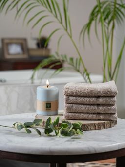 Maspar - Beige Cotton Solid Face Towels (Pack Of 4)