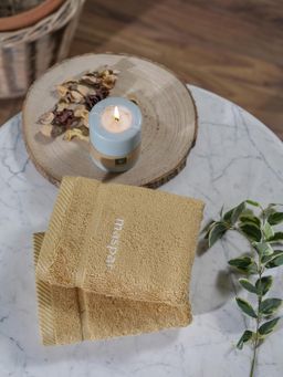 Maspar - Yellow Cotton Solid Hand Towels (Pack Of 2)