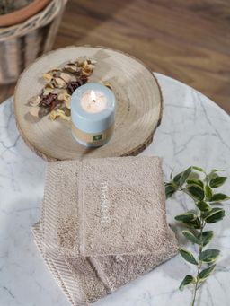 Maspar - Beige Cotton Solid Hand Towels (Pack Of 2)