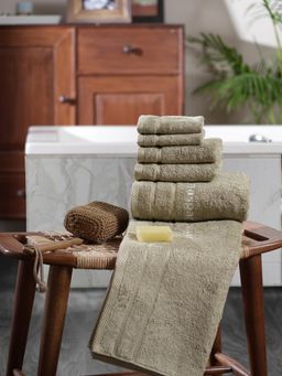 Maspar - Grey Cotton Solid Soft & Absorbent Anti-Odor Towels (Set Of 6)