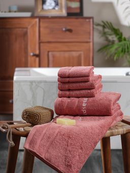 Maspar - Mauve Cotton Solid Soft & Absorbent Anti-Odor Towels (Set Of 6)