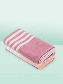 Mush - Red & Peach Bamboo 250 Gsm Turkish Hand Towels (Set Of 2)