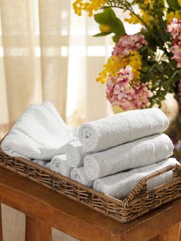 Pure Home + Living - Light Blue Sheared Face Towels (Set Of 8)