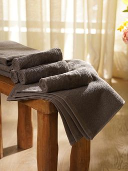 Pure Home + Living - Dark Grey Sheared Face Towels (Set Of 8)